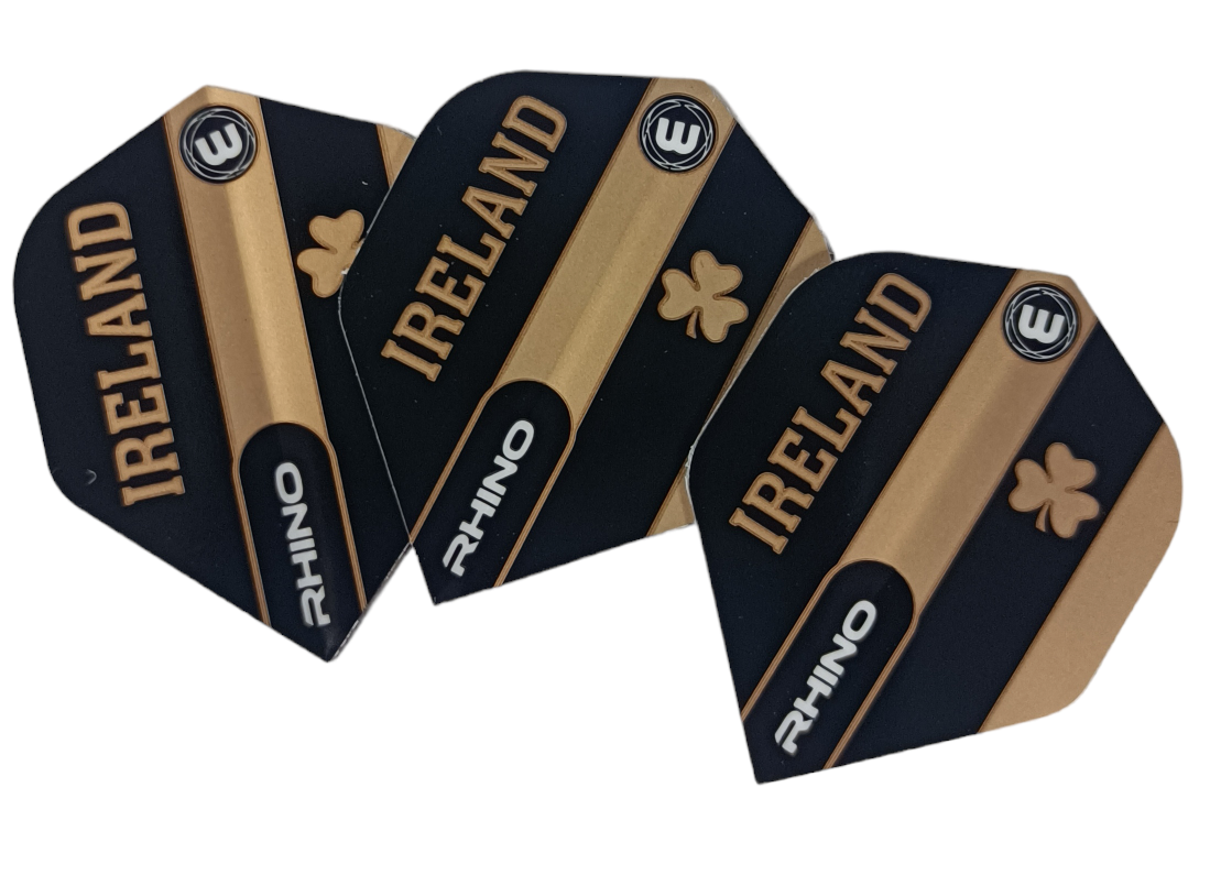 WINMAU RHINO DART FLIGHTS - IRELAND BLACK