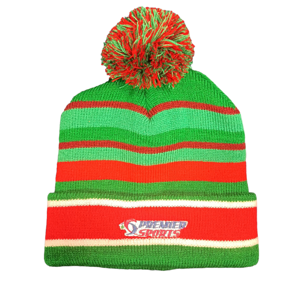 PREMIER SPORTS RED/GREEN BOBBLE HAT