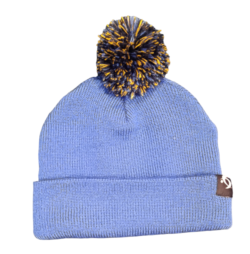PREMIER SPORTS BLUE BOBBLE HAT - BLUE/GOLD BOBBLE
