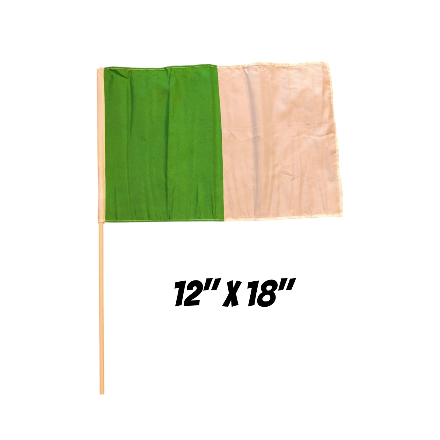 GREEN WHITE HALF/HALF FLAG 12" x 18"