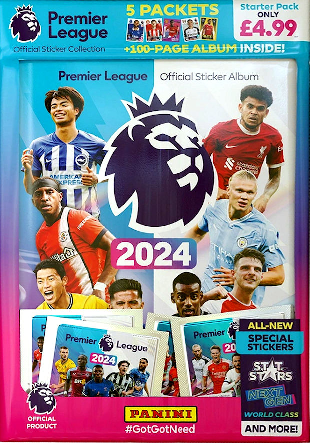 PREMIER LEAGUE 2024 OFFICIAL STICKER COLLECTION STARTER PACK