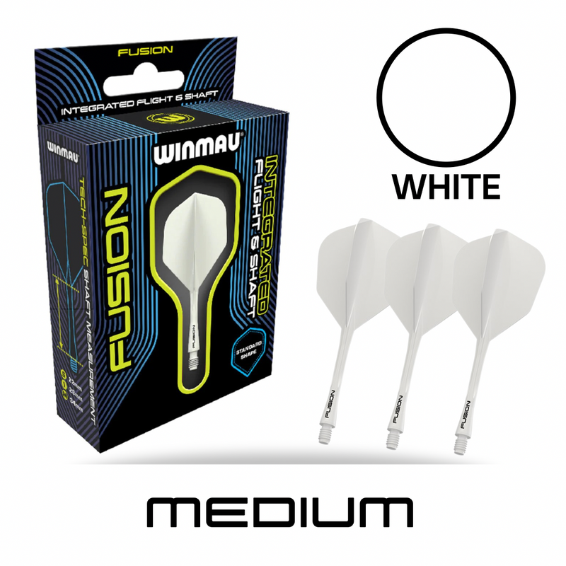 Winmau  - Fusion Integrated Flight/Shaft  - White  - Medium