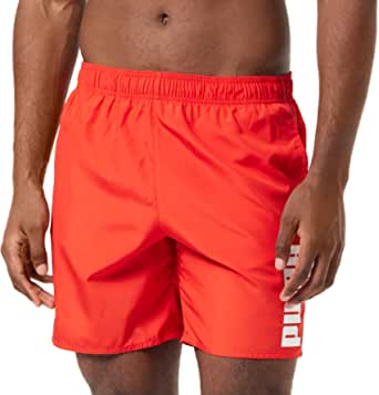 PUMA MENS MID SWIM SHORTS -RED