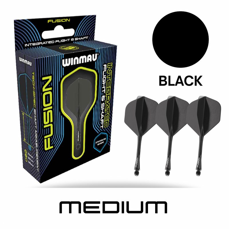 Winmau  - Fusion Integrated Flight/Shaft  - Black  - Medium