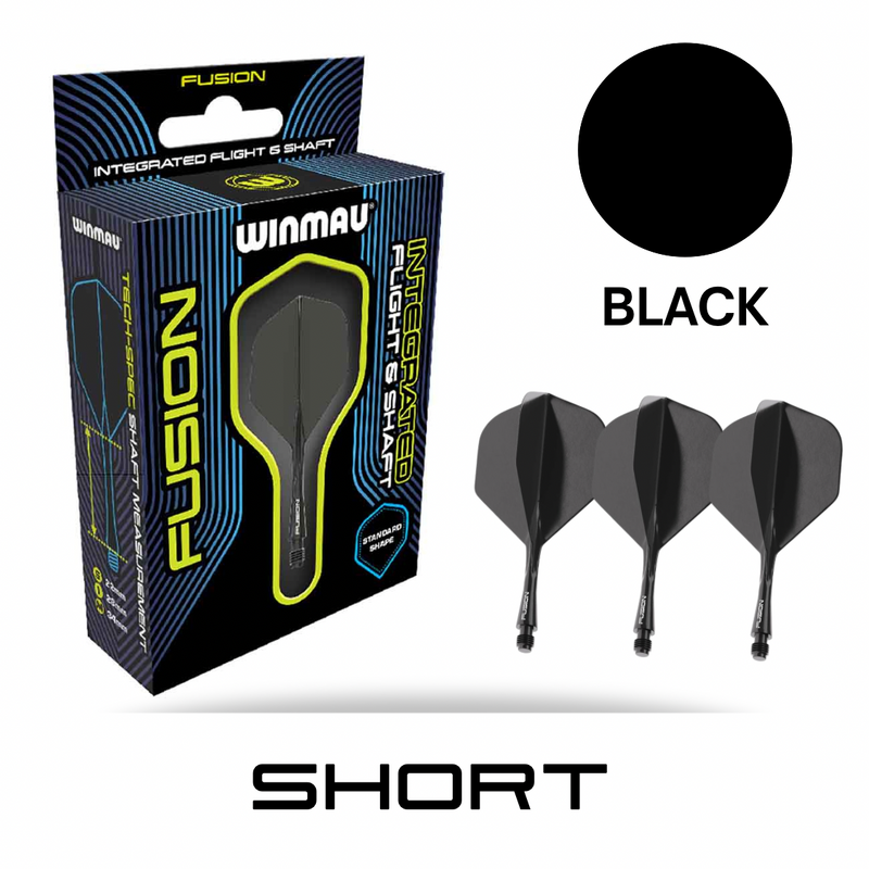 Winmau  - Fusion Integrated Flight/Shaft  - Black  - Short