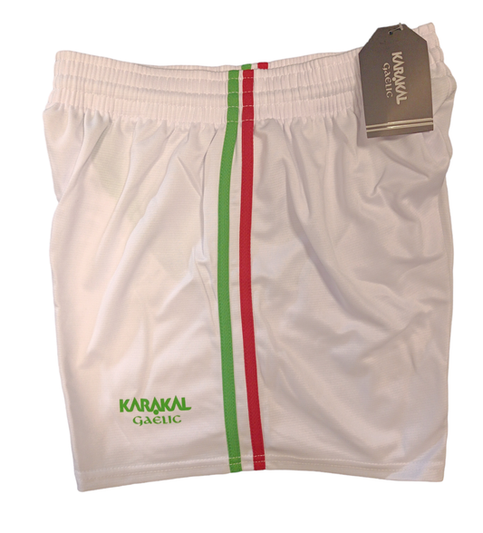 KARAKAL ELITE GAA SHORTS SENIOR - WHITE/RED/GREEN