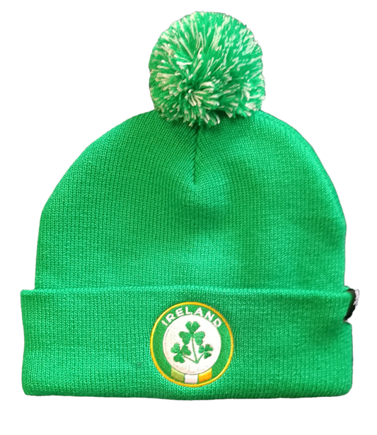 IRELAND SOCCER BOBBLE HAT (GREEN/WHITE BOBBLE)