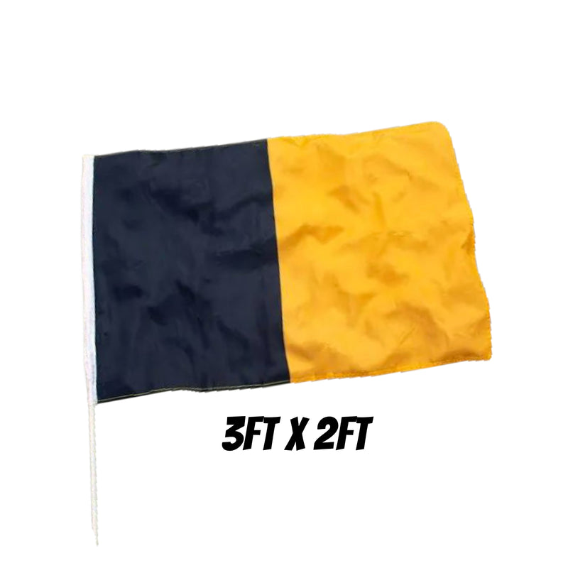 Black/Amber Half & Half Flag  - 2ft x 3ft