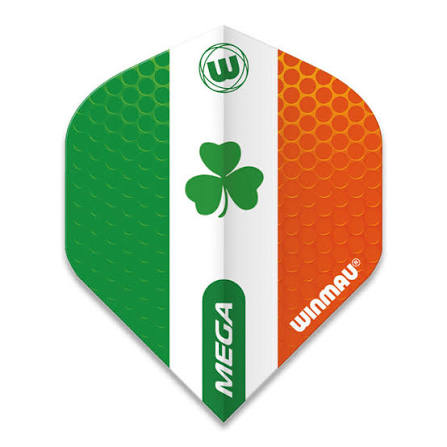 Winmau  - Mega Standard Dart Flights  - Ireland Tricolour  - .129