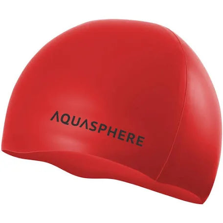 Aquasphere  - Silicone Swim Cap  - Red/Black Adult