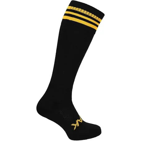 ATAK FOOTBALL SOCKS - BLACK & AMBER 3 STRIPE