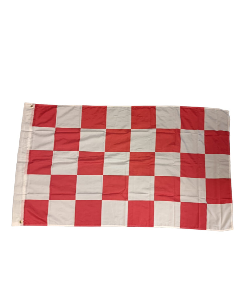 Chequered Supporters Flag  - Red/White