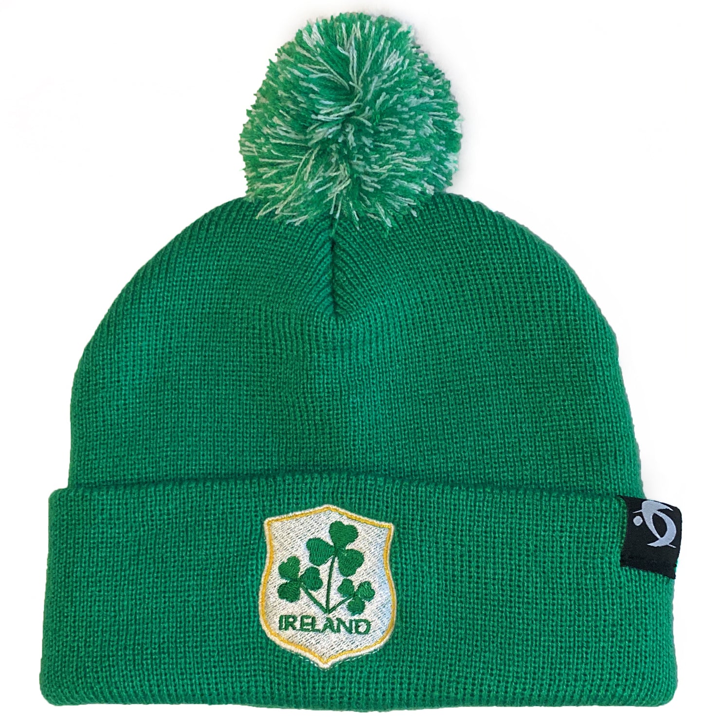 IRELAND BOBBLE HAT (GREEN/WHITE BOBBLE))