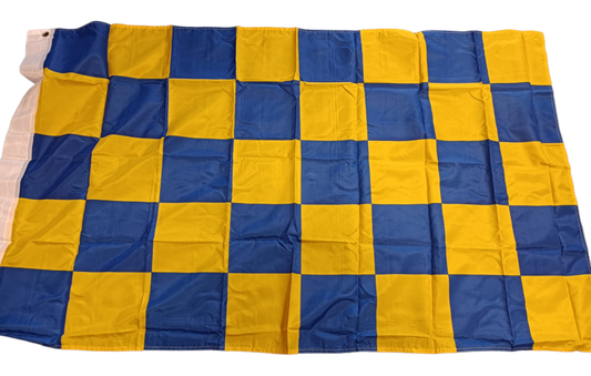 CHEQUERED SUPPORTERS FLAG - BLUE/GOLD