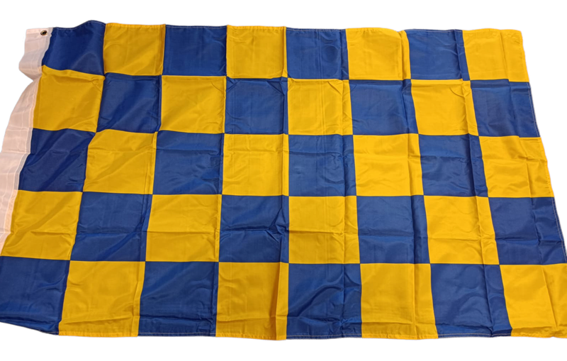 Chequered Supporters Flag  - Blue/Gold