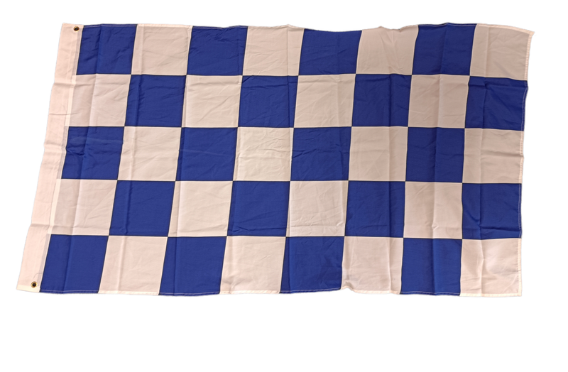 Chequered Supporters Flag  - Blue/White