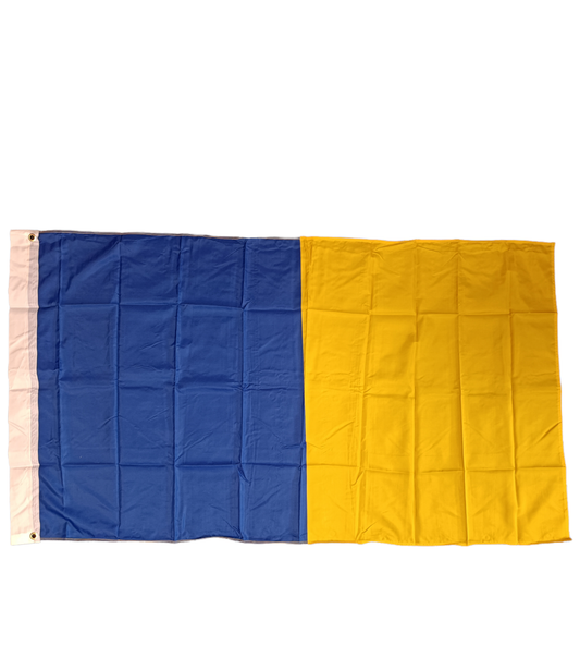 HALF/HALF PLAIN SUPPORTERS FLAG - BLUE/GOLD