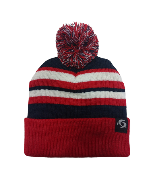 PREMIER SPORTS RED/NAVY BOBBLE HAT - RED/NAVY BOBBLE