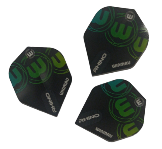 WINMAU RHINO DART FLIGHTS - GREEN/BLACK