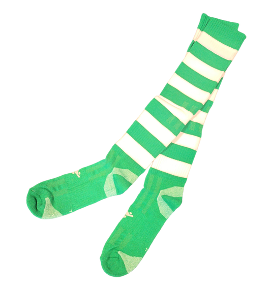 PRECISION PRO FOOTBALL SOCKS - GREEN/WHITE HOOPS
