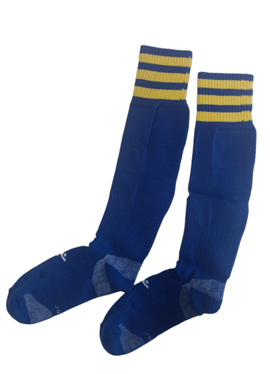 PRECISION PRO FOOTBALL SOCKS - BLUE/GOLD 3 STRIPES