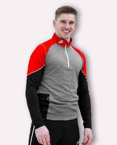BOURKE SPORTS ULTRA HALF ZIP (ADULT) GREY/BLACK/RED/WHITE