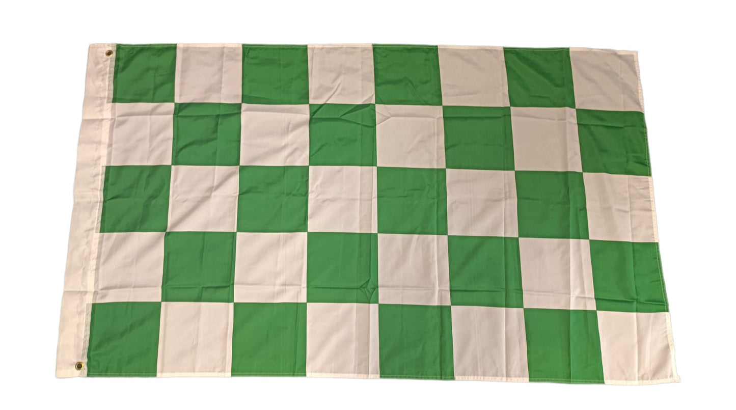 CHEQUERED SUPPORTERS FLAG - GREEN/WHITE