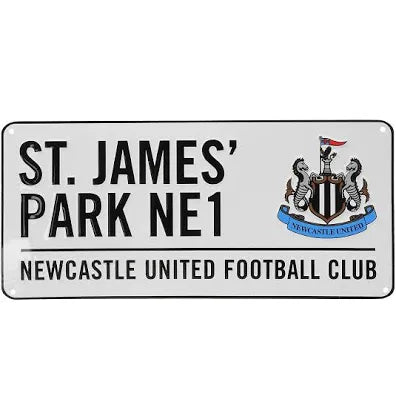 NEWCASTLE UNITED STREET SIGN - WHITE