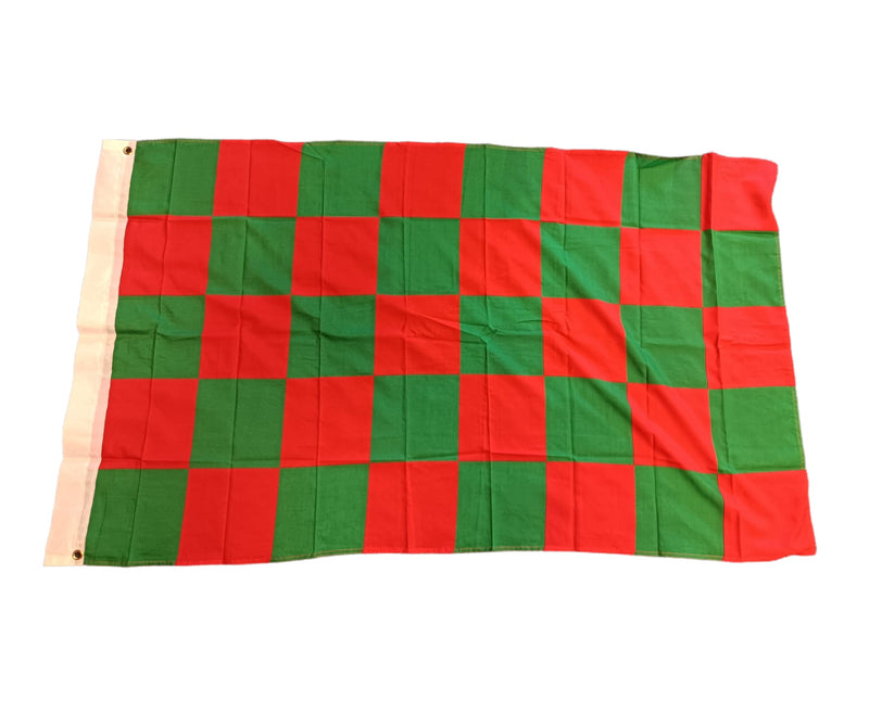Chequered Supporters Flag  - Green/Red