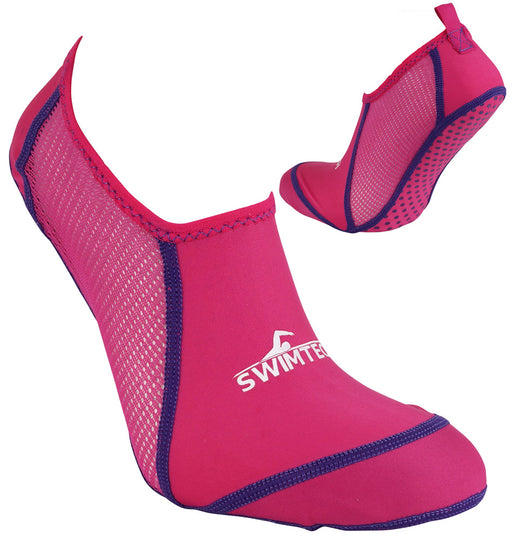 Swimtech pink pool sock with silicone grip sole