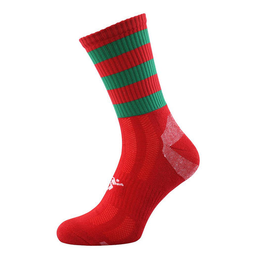 PRECISION HOOPED GAA MIDI SOCKS - RED/GREEN