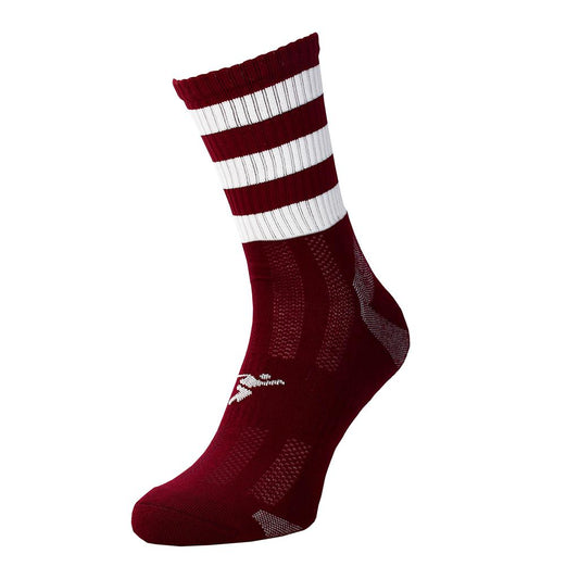 PRECISION HOOPED GAA MIDI SOCKS - MAROON/WHITE